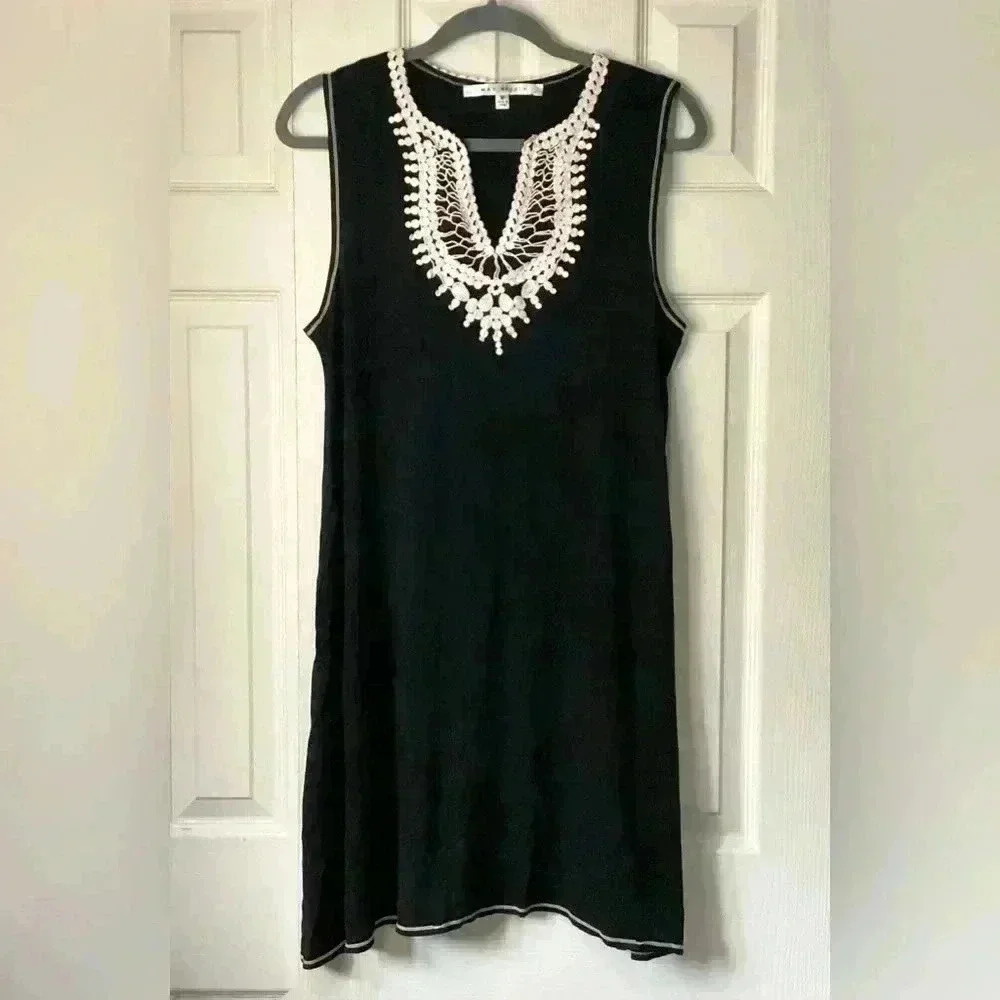 Max Studio Women's Crochet Trim Knit A-line Dress Crochet Shift Dress  Medium - Picture 11 of 12